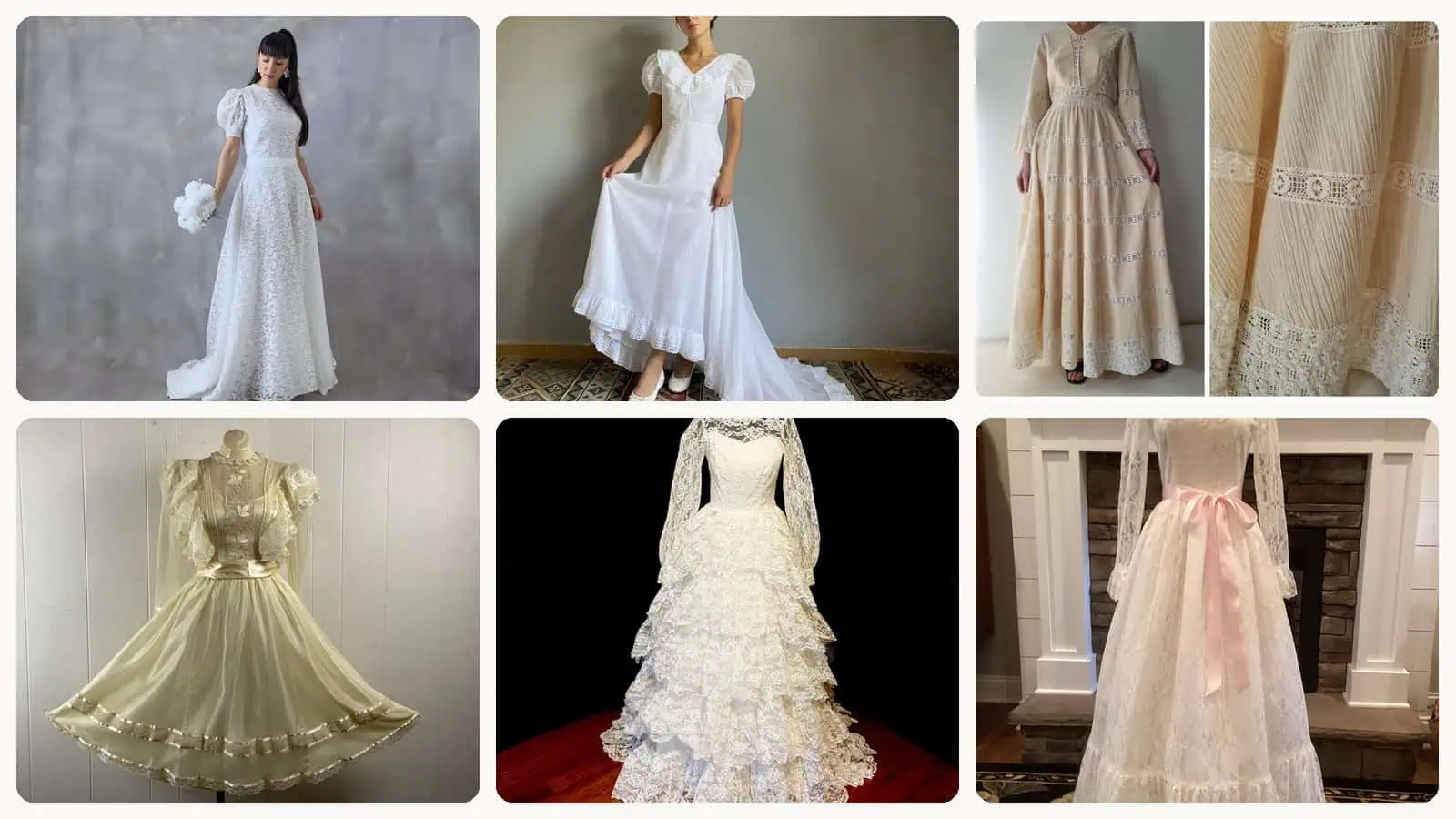 A selection of the 70s wedding dresses in this roundup