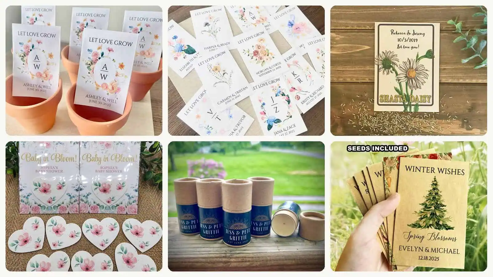 A selection of the zero waste wedding favors in this roundup