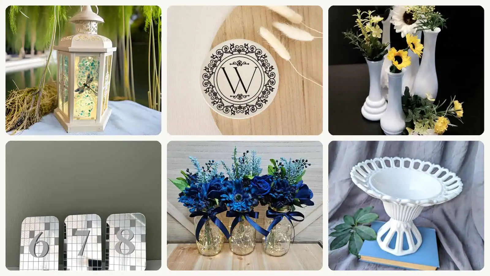 A selection of the white wedding table decorations in this roundup