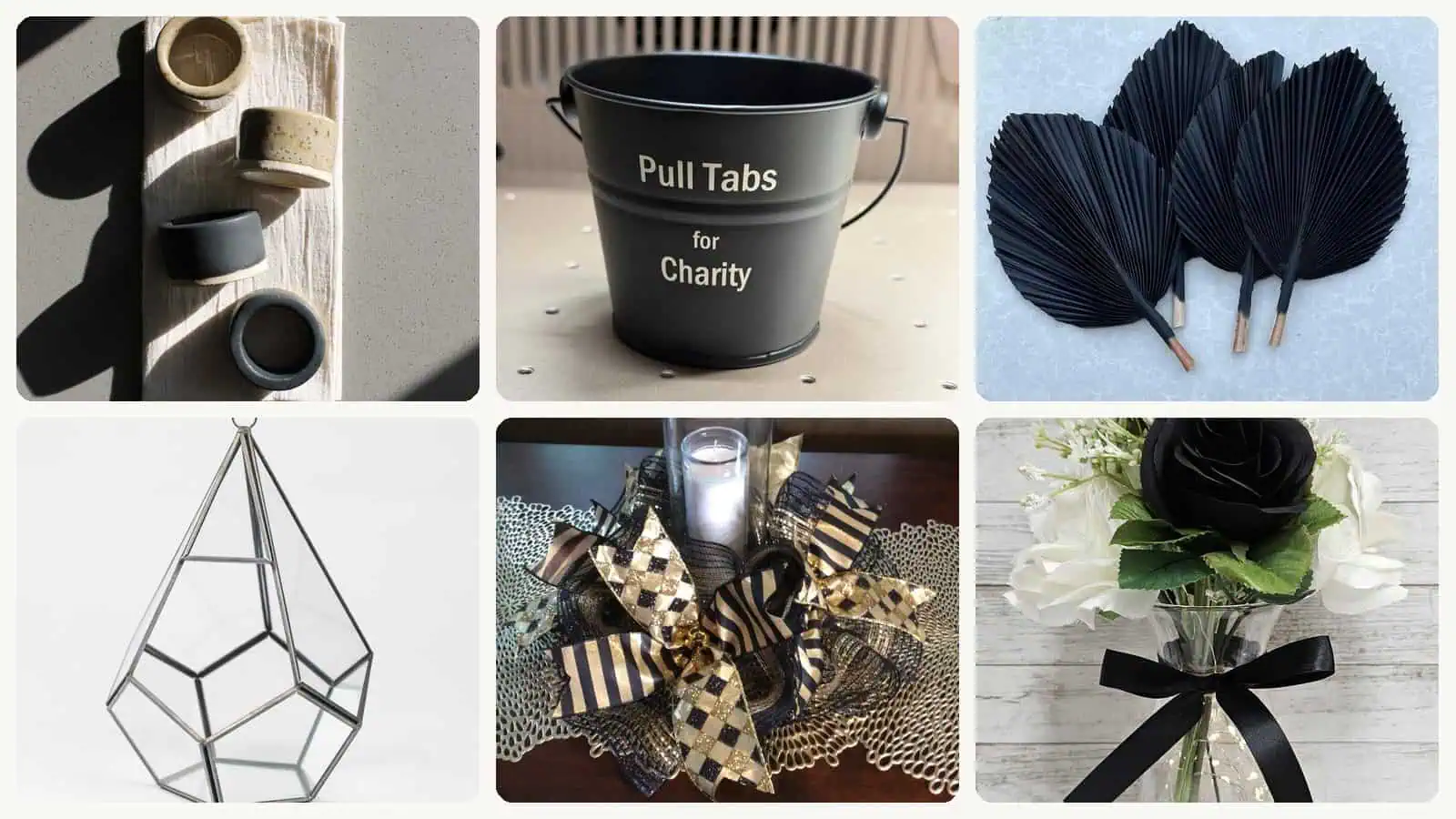 A selection of the black wedding table decorations in this roundup