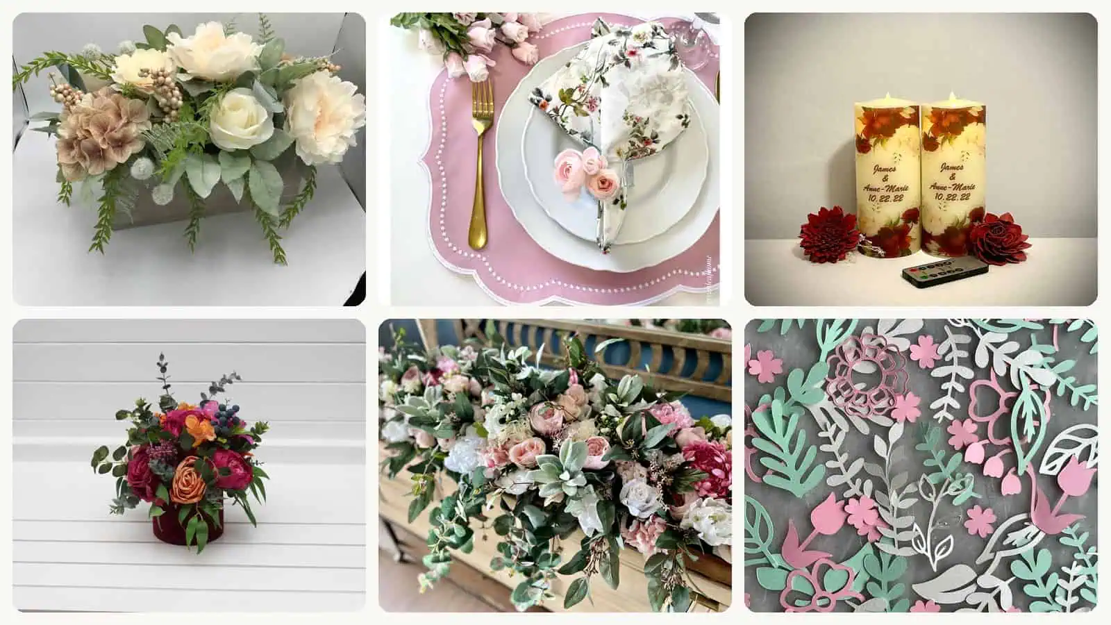 A selection of the pink wedding table decorations in this roundup