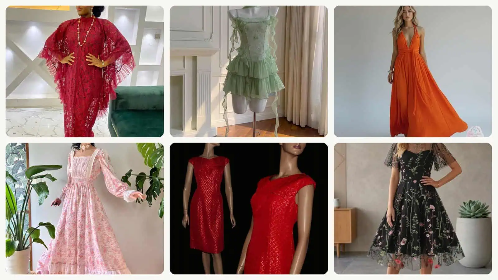 A selection of the garden party wedding guest outfits in this roundup