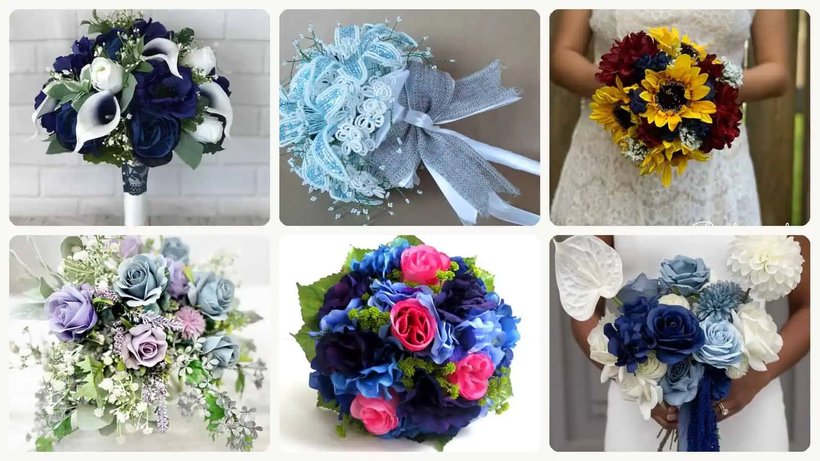 A selection of the baby blue wedding bouquets picks in this roundup