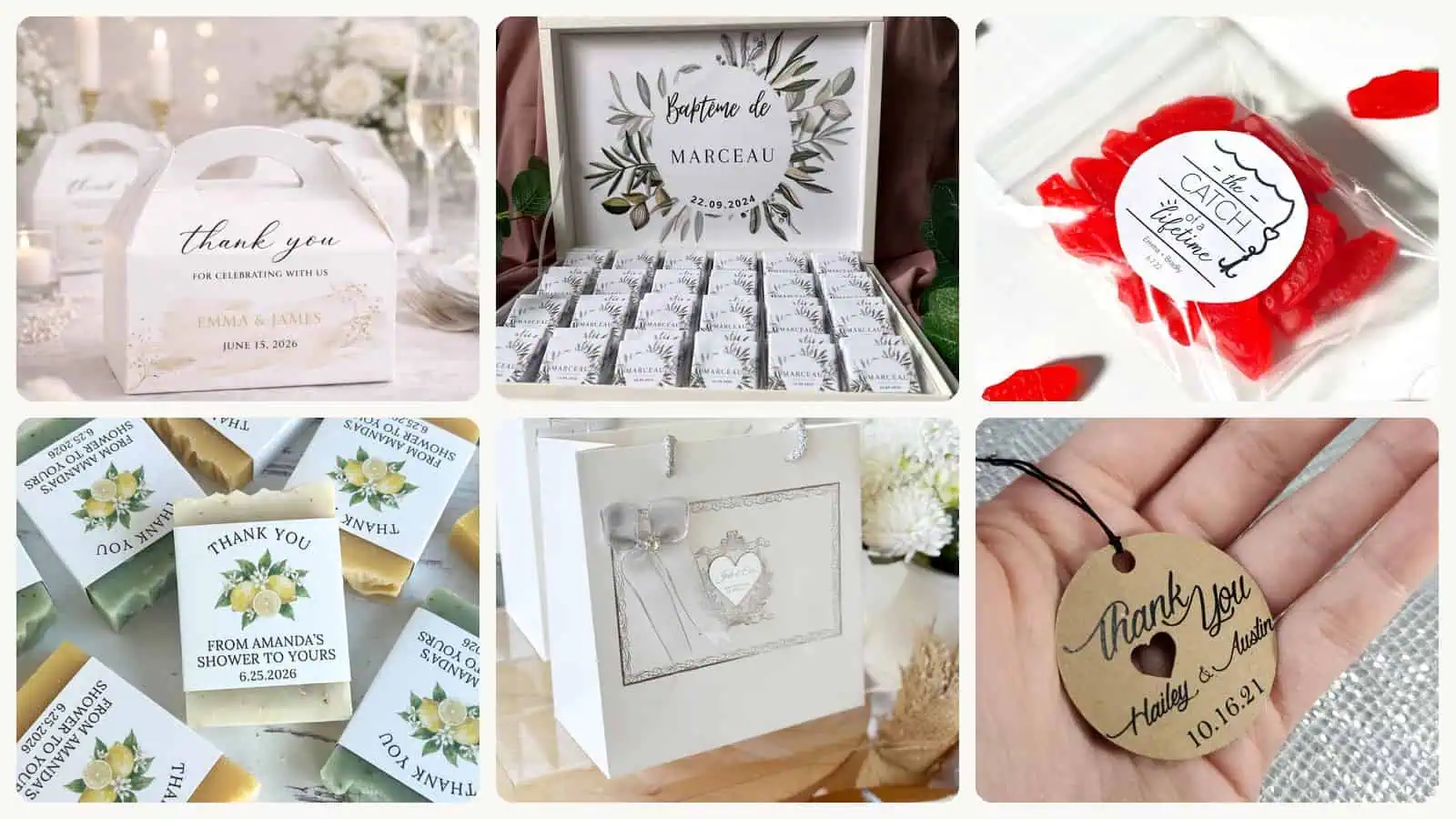 A selection of the bridal shower favors in this roundup