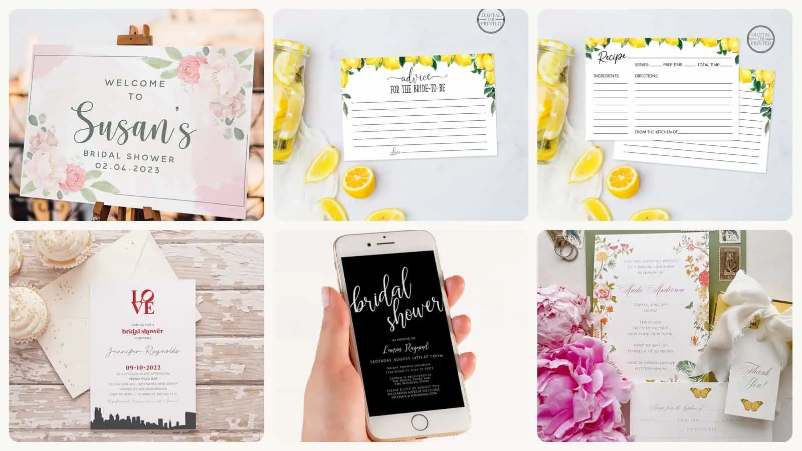 A selection of the Bridal Shower Invitations in this roundup