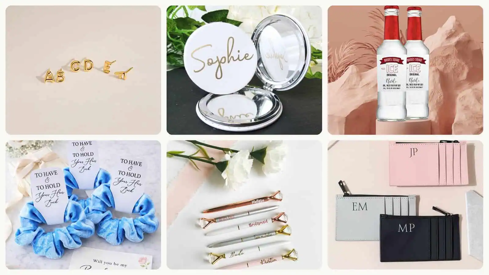 A selection of the Bridesmaid Proposal Box Fillers in this roundup