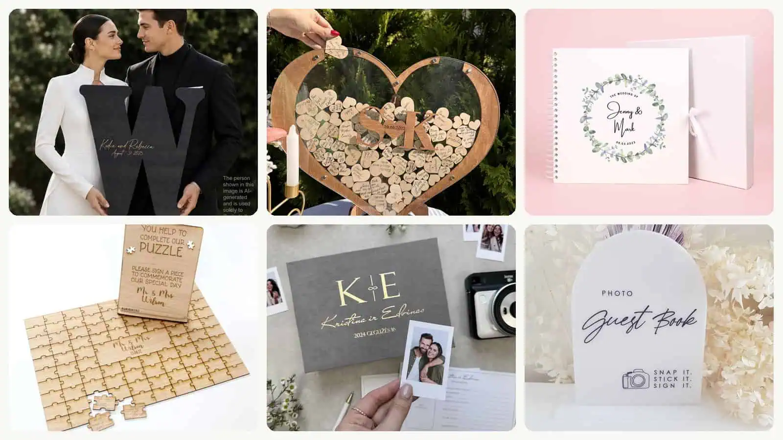 A selection of the Wedding Guest Books in this roundup