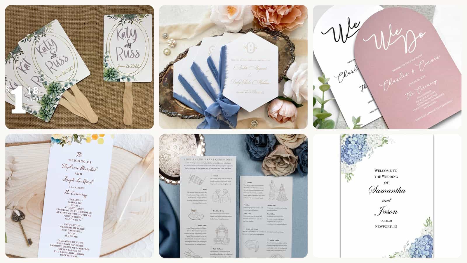 A selection of the Wedding Programs in this roundup