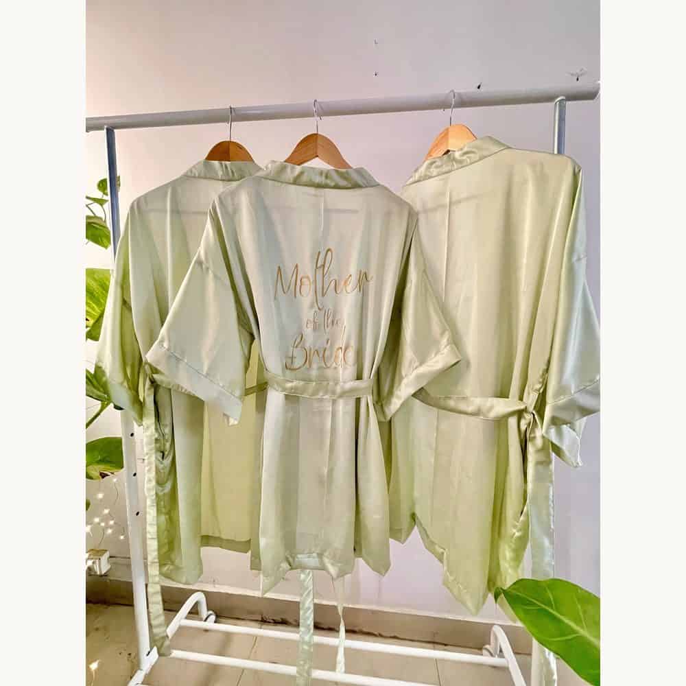 Green Satin Kimono Robes