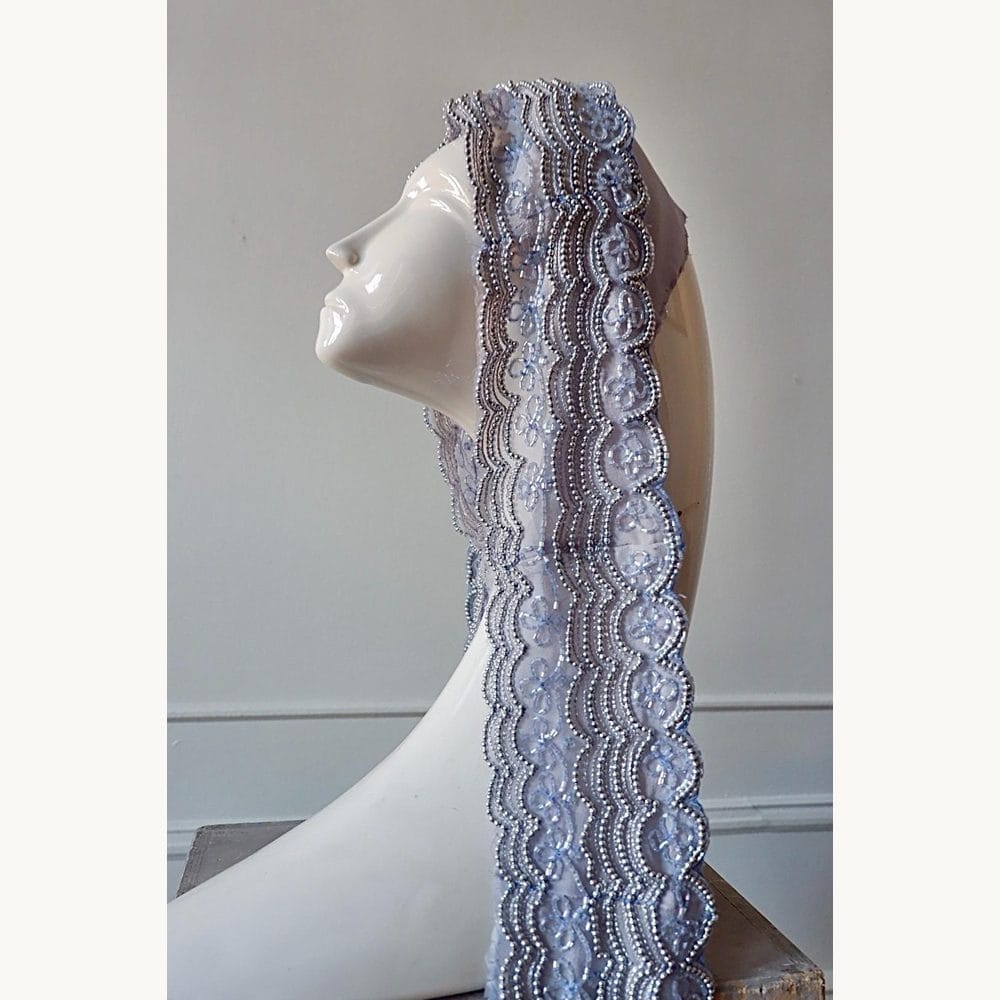 Pastel Blue Art Deco Beaded Mantilla
