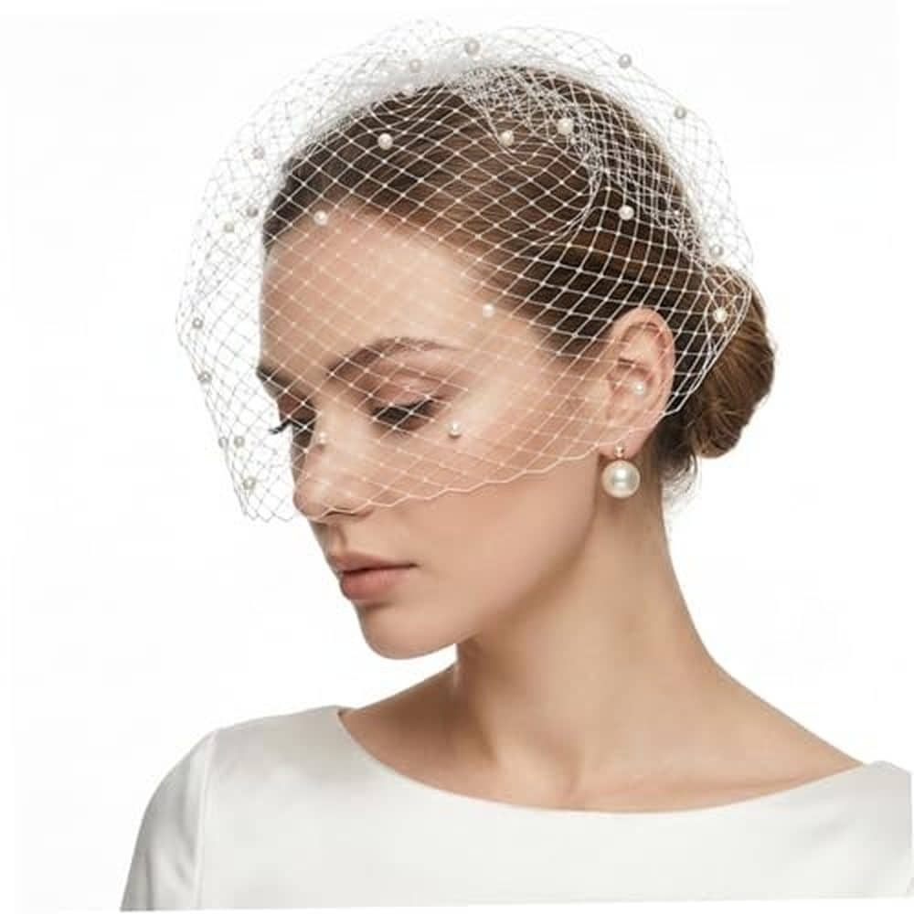 Pearl Birdcage Veil Headband
