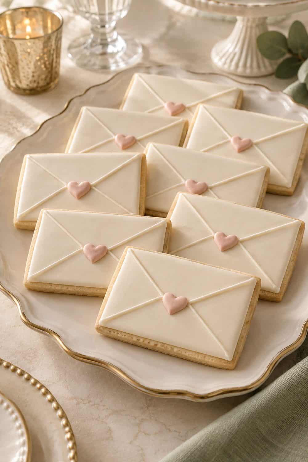 Envelope Cookies With Heart Seals wedding inspiration