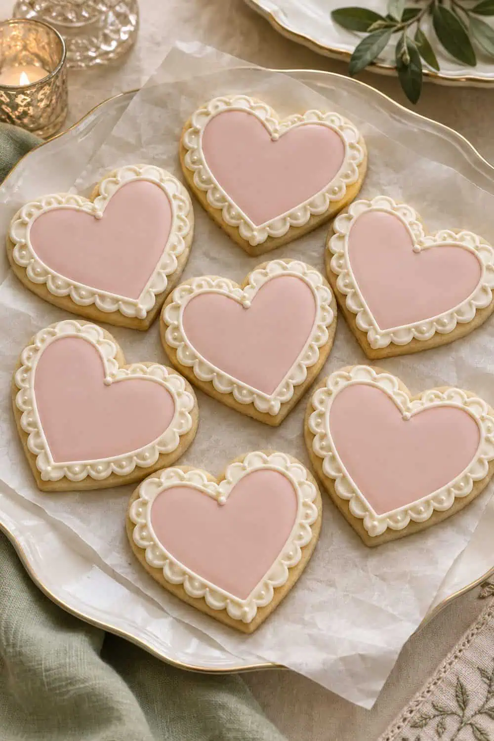Scalloped Heart Cookies wedding inspiration