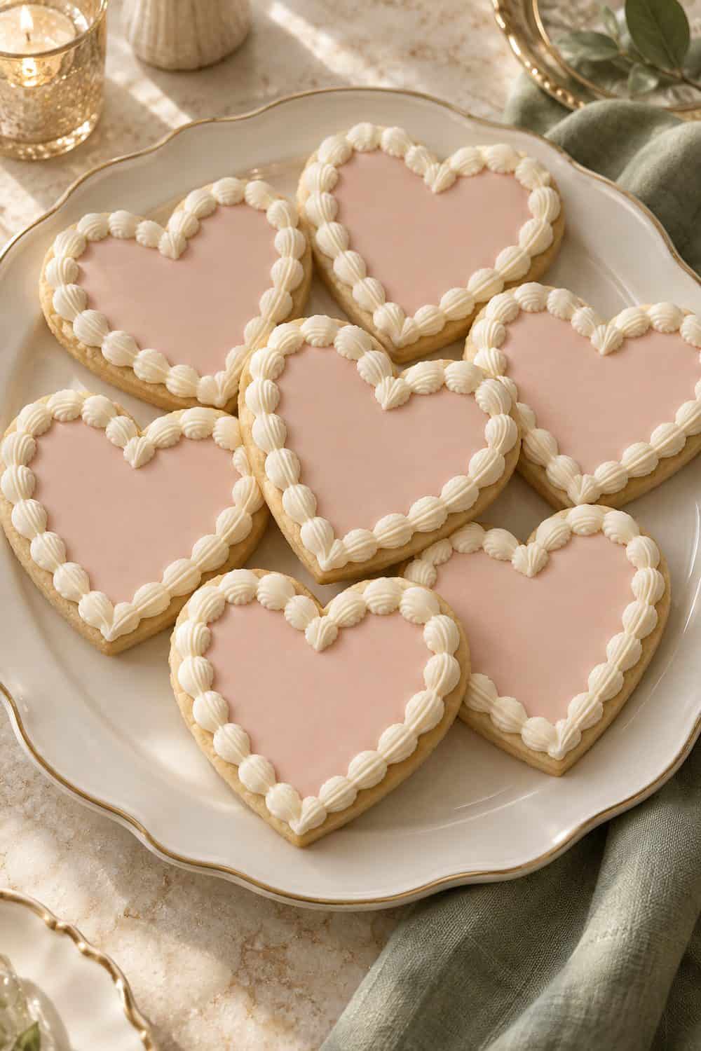 Shell-Piped Heart Cookies wedding inspiration