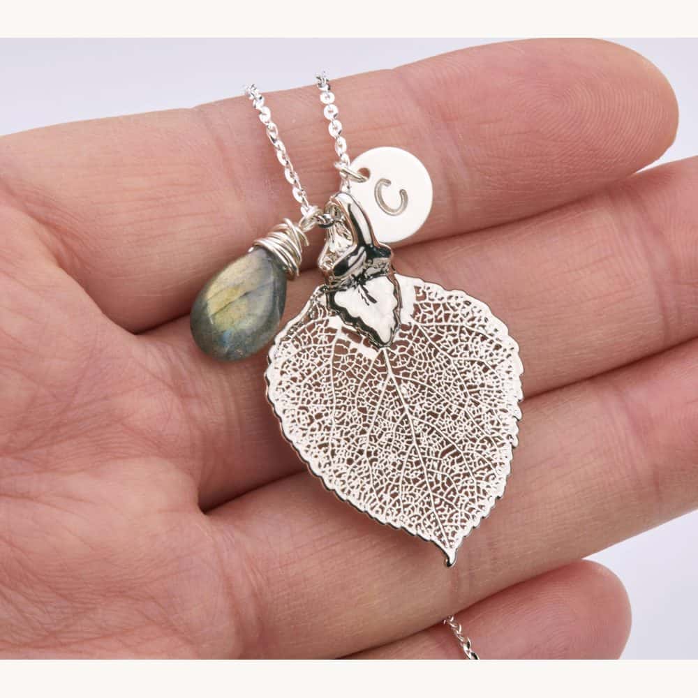 Aspen Leaf Initial Necklace