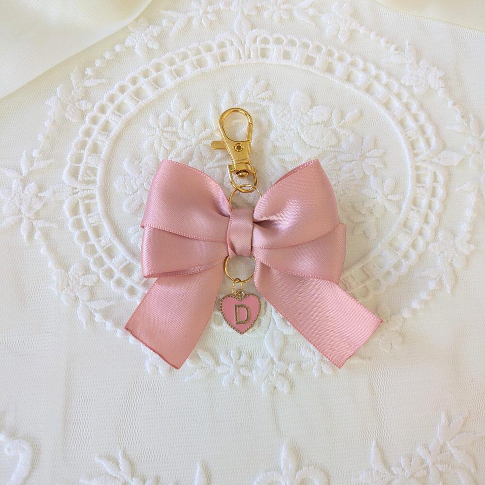 Bow Keychain with Initial Heart