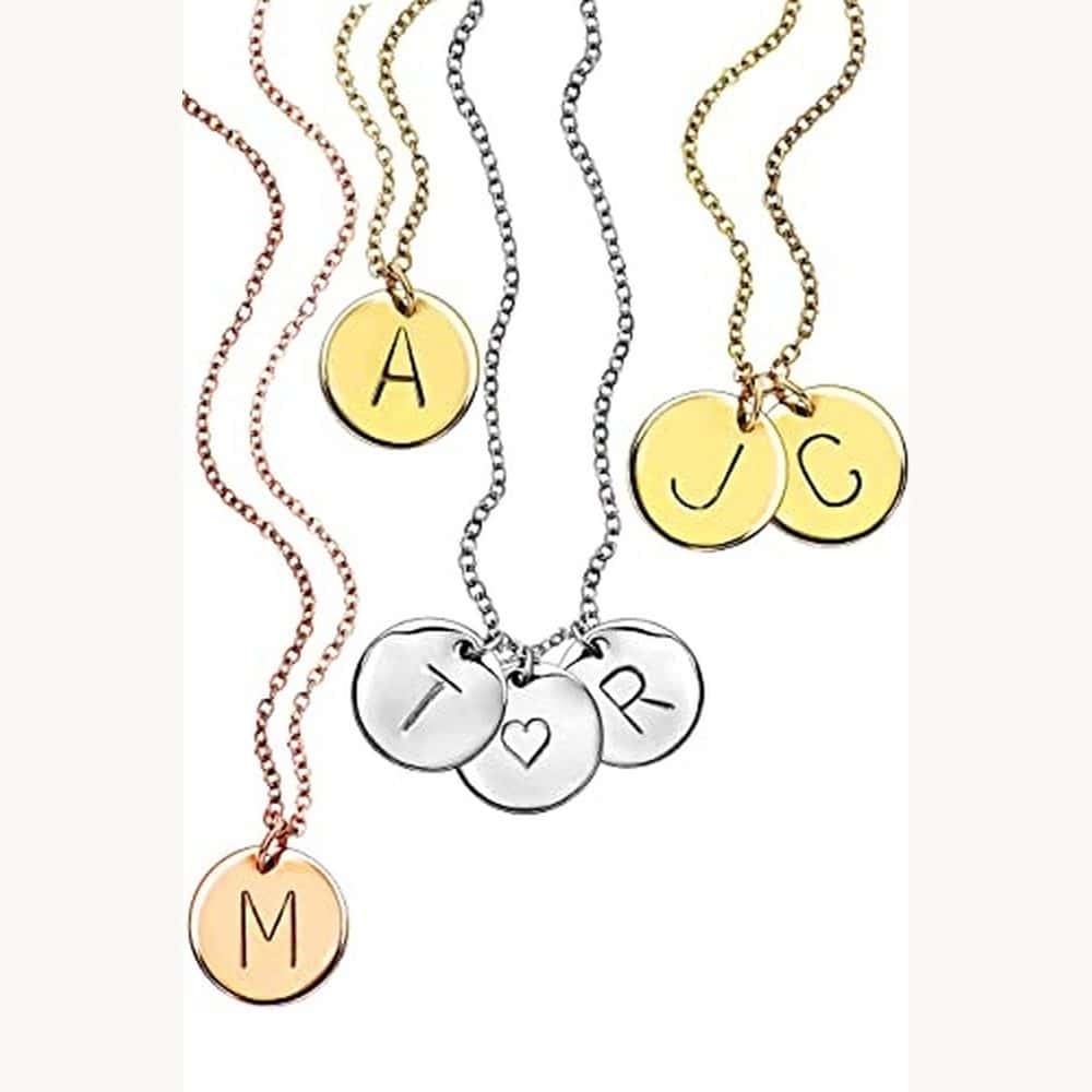 Single-Initial Disc Necklace