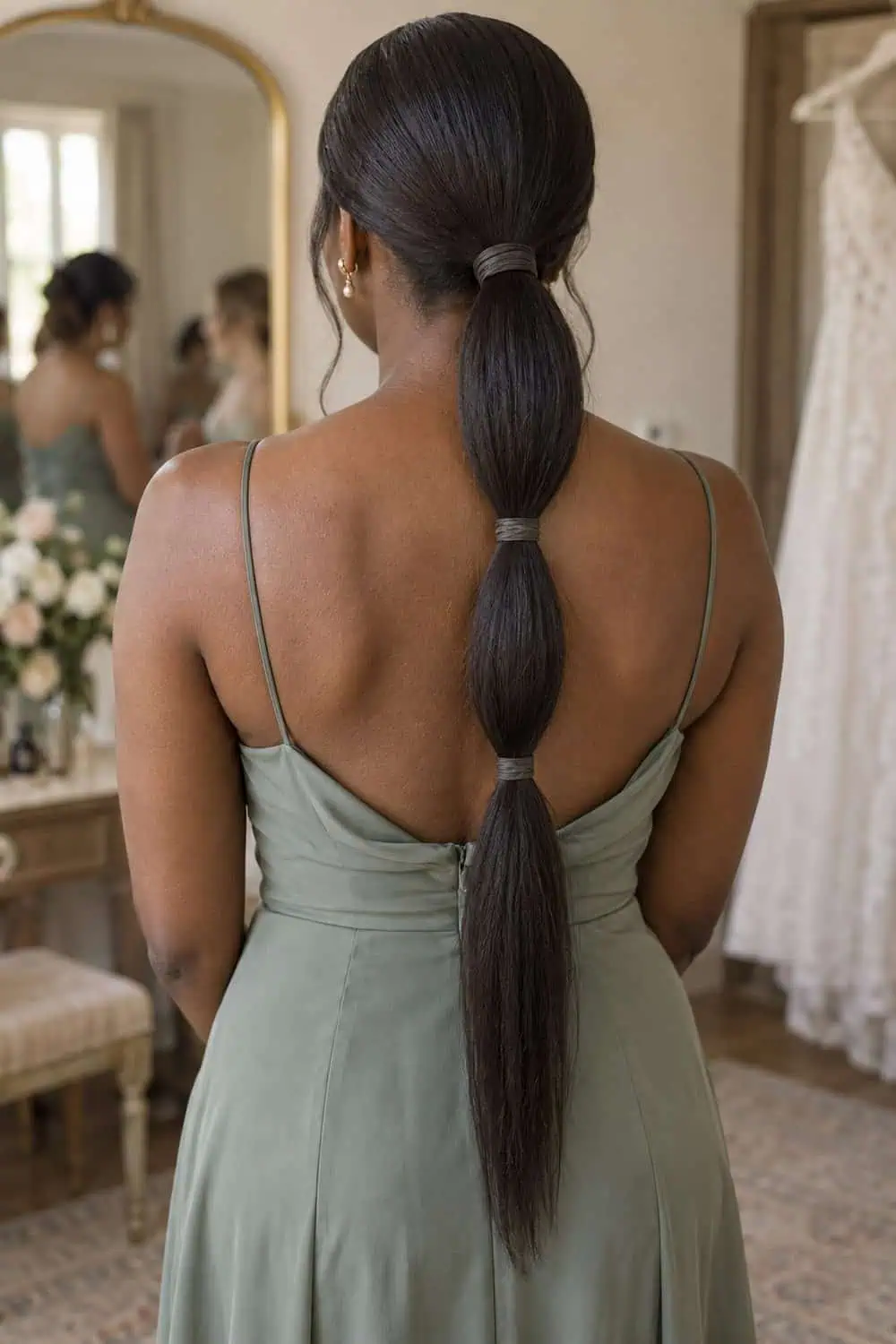 Low Ponytail with Stacked Elastics wedding inspiration