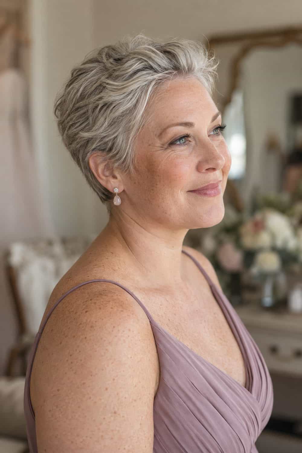 Brushed-Back Silver Pixie wedding inspiration