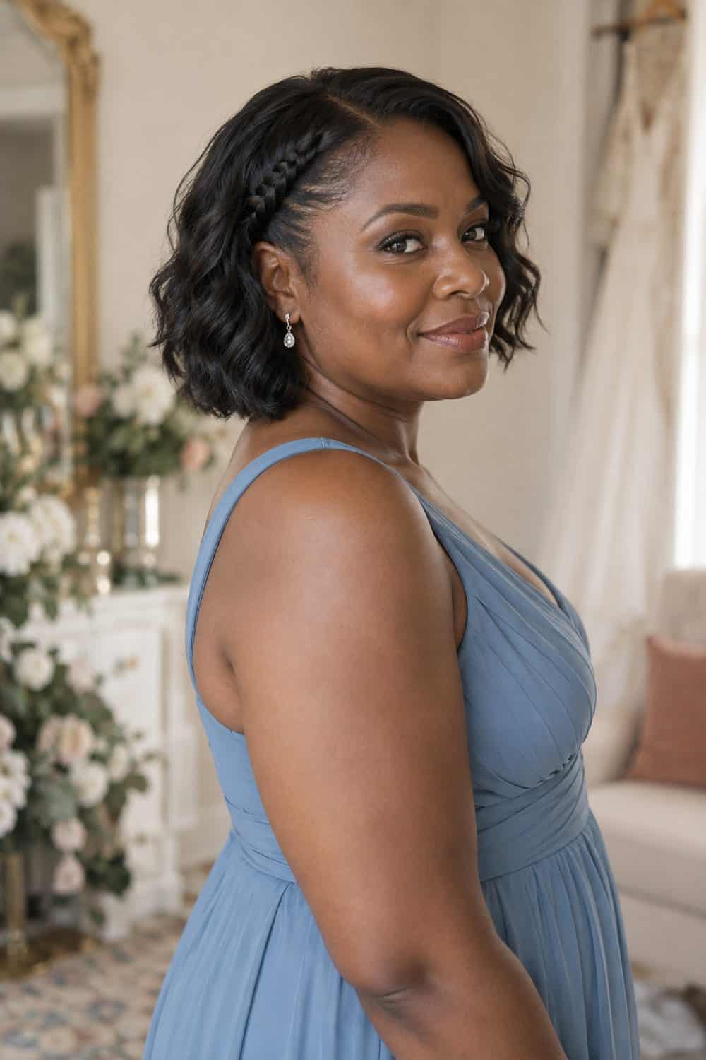 Side Braid on a Bob wedding inspiration