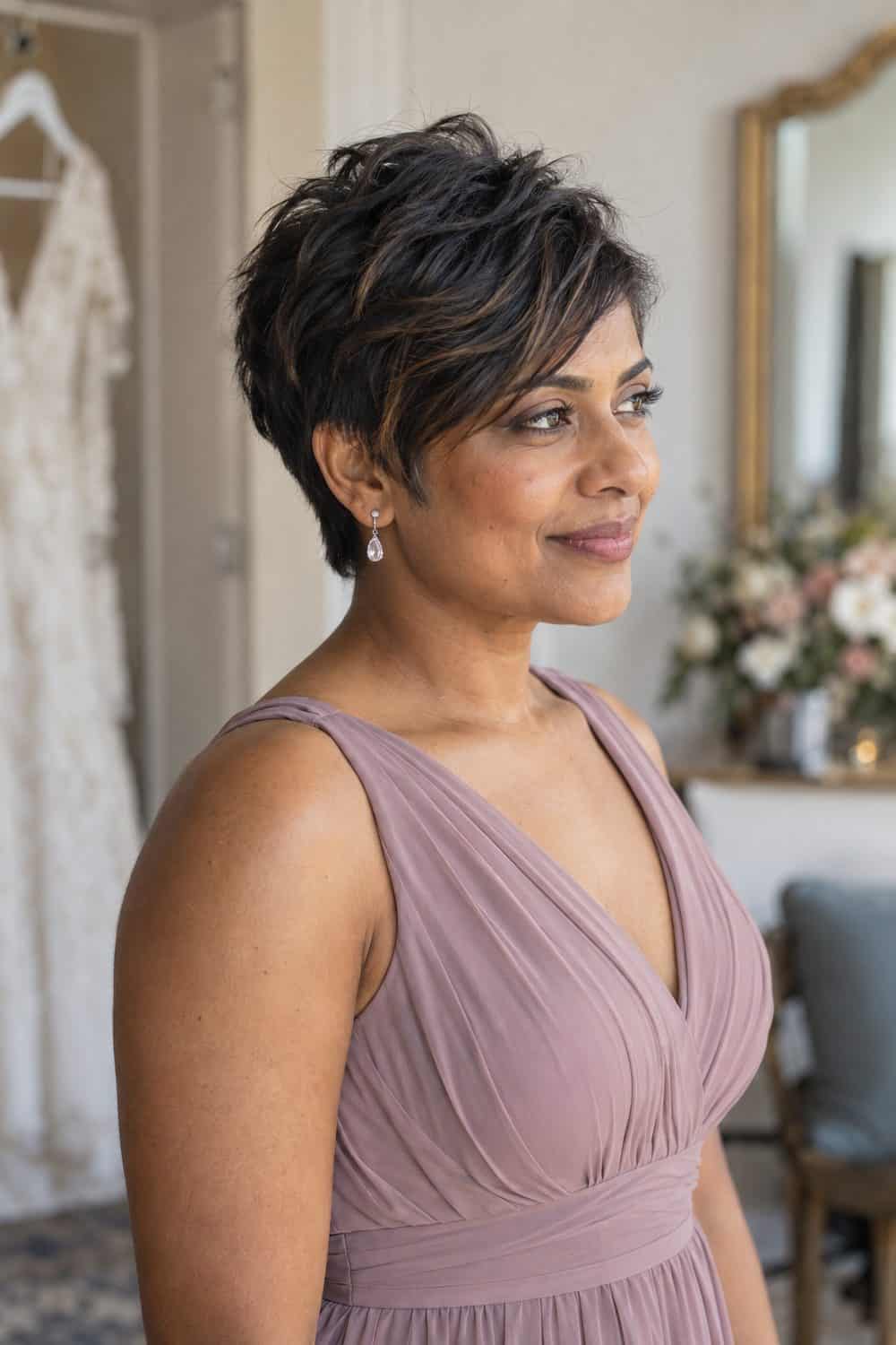 Textured Bixie with Side Fringe wedding inspiration