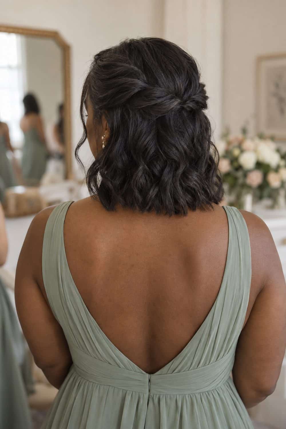 Wavy Lob with a Hidden Half-Up Pin wedding inspiration