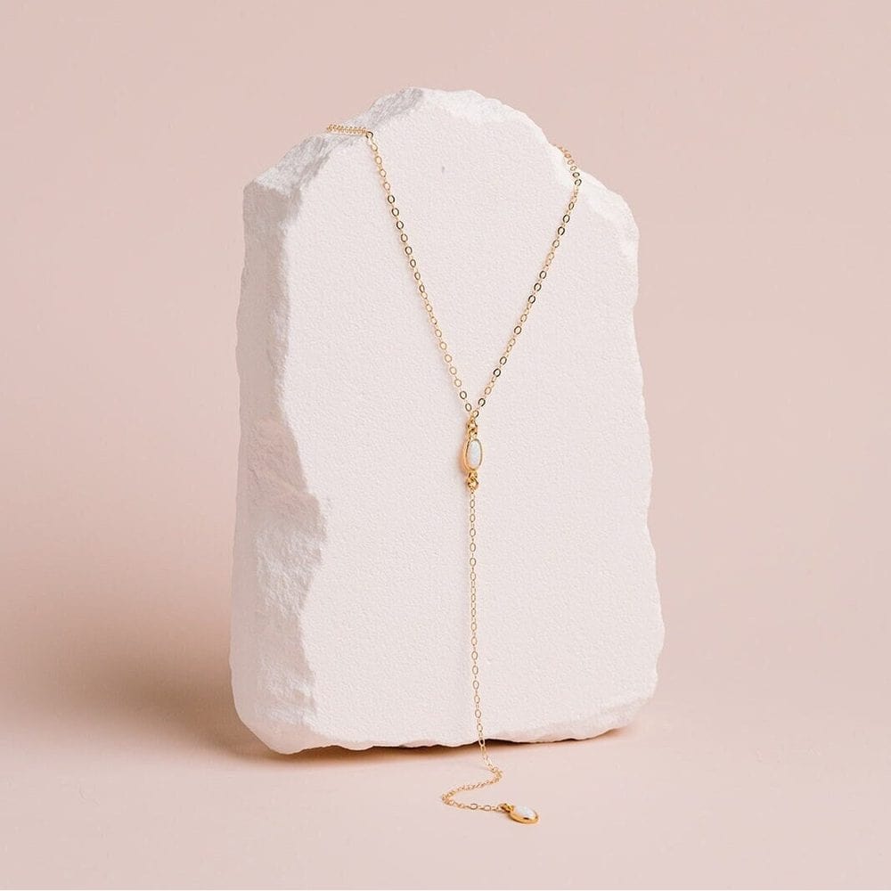 Delicate Opal Lariat Necklace