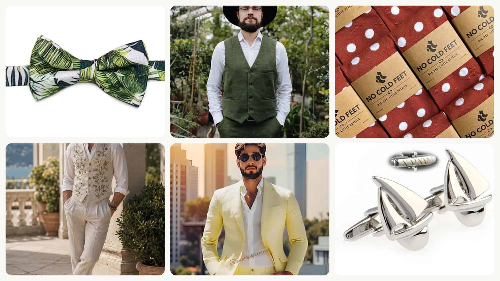 A selection of the linen suits, vests and guayaberas