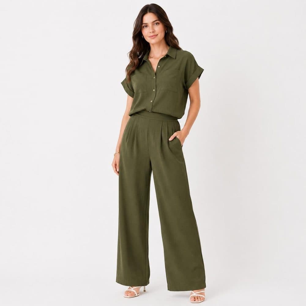 relaxed cap-sleeve wide-leg set