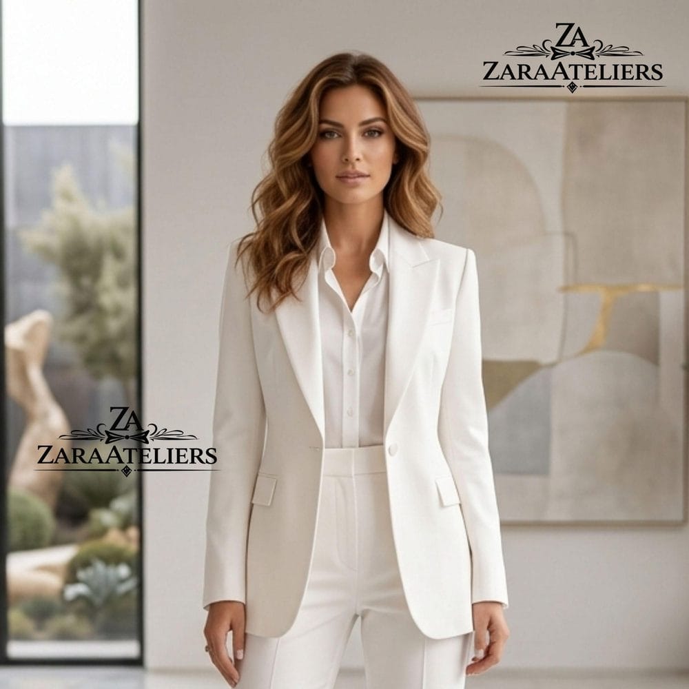 ivory tailored blazer and trouser suit